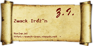 Zwack Irén névjegykártya